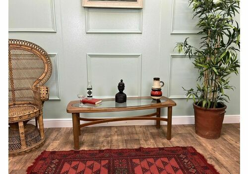 Mid Century Retro Teak Glass Top Coffee Table By Nathan