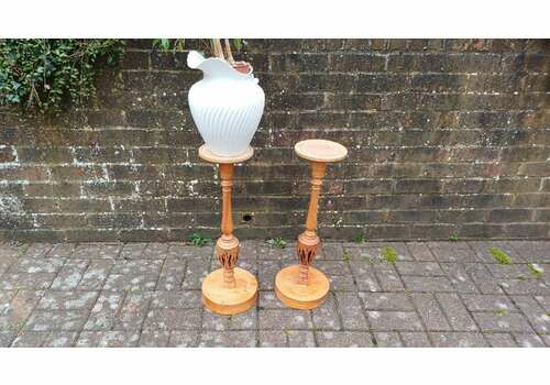 Pair Vintage Wooden Edwardian Upcycled Plant Holders. Upcycled From An Edwardian Sideboard