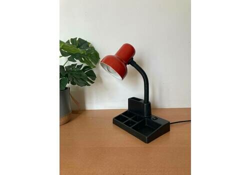 Desk Lamp Black Red / Retro Table Lamp / Postmodern Lamp / Vintage Decor / Made In 1990 / Memphis Stlye / Red Table Lamp / Office Lamp