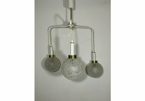 Vintage Pendant Lamp Glass Bowls / White Cascading Chandelier / Mid Century Modern 3 Light Bubble Globe Lamp