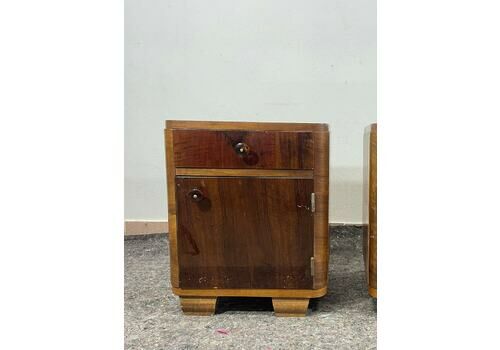Art Deco Bedside Tables In Wood, 40s , Vintage Nightstands, Vintage Home Decor , Retro Furniture, Vintage Furniture, Bedroom , Nightstand