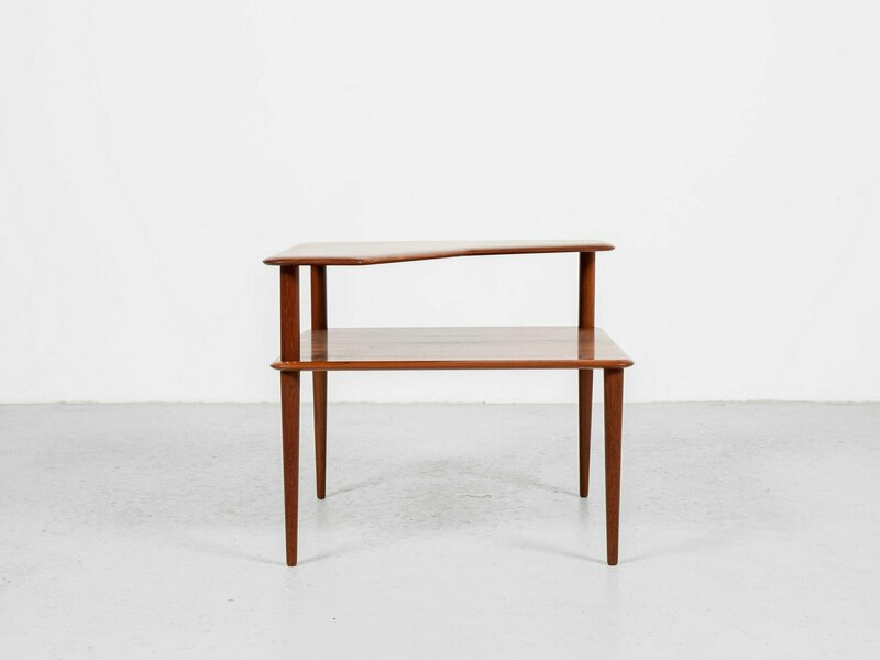 Midcentury Danish Corner Table In Teak By Peter Hvidt & Orla Mølgaard Nielsen For France & Søn