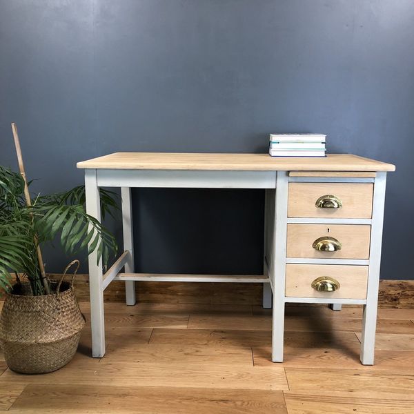 Small Painted Pine Dressing Table Pedestal Desk Shabby Chic Dressing Table Pedestal Desk