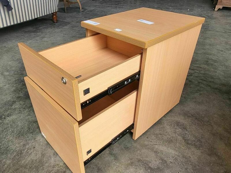 Pair Two Beech Small Low 2 Drawer Filing Cabinets Drawers photo furniture
