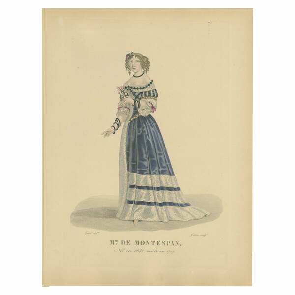 Handcolored Engraving Of Françoise Athénaïs De Rochechouart, Madame De Montespan