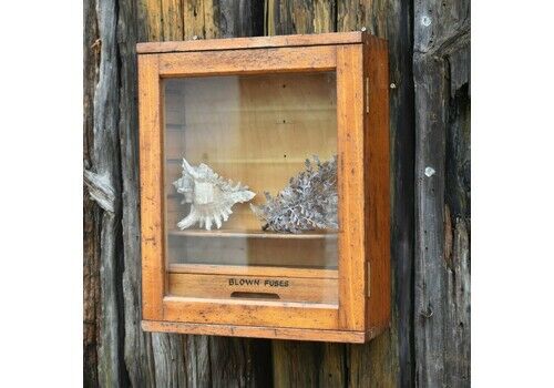 Antique Remploy Small Beech Workshop Shallow Display Bathroom Kitchen Cabinet