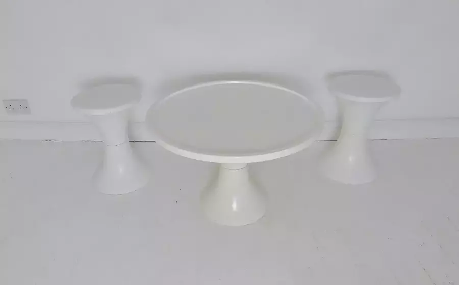Stunning Vintage Plastic Tam Tam Stools Table Set Designed By