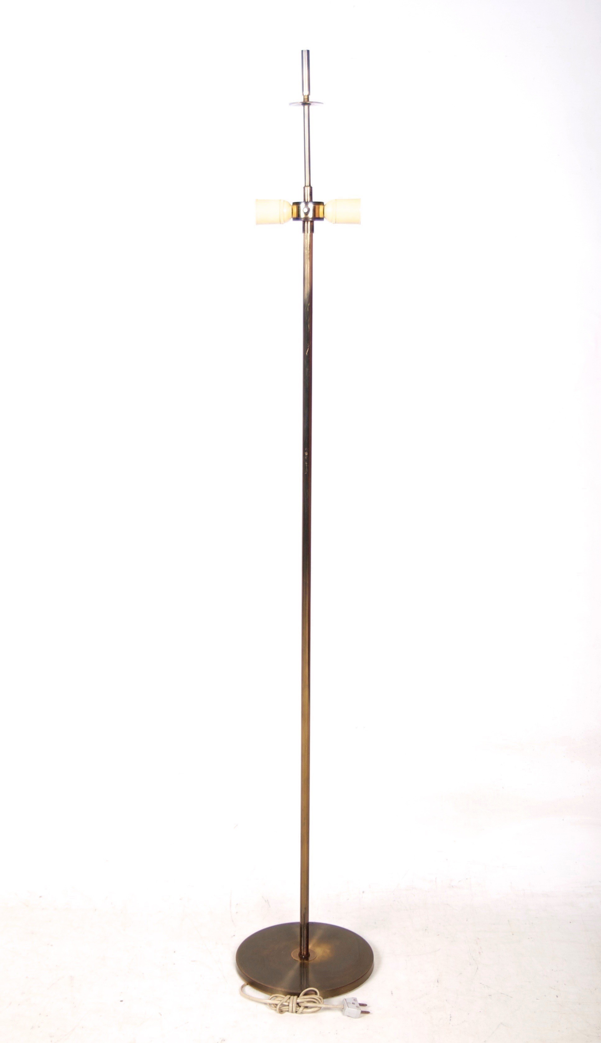 Vintage Floor Lamp Danish Twin Spotlight Brass Reading Light 1960s 50s Mcm