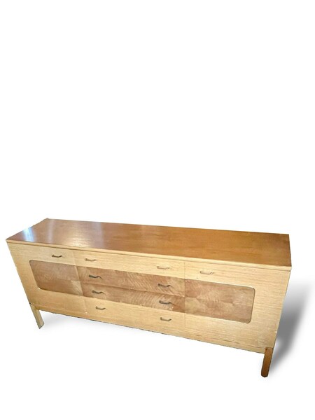1960's Vintage 'C.W.S. Ltd Cabinet Factory' Large Two Tone Retro Sideboard With 4 Drawers And 2 End Cupboards