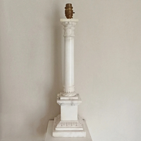 Neoclassical Carrera Marble Table Lamp