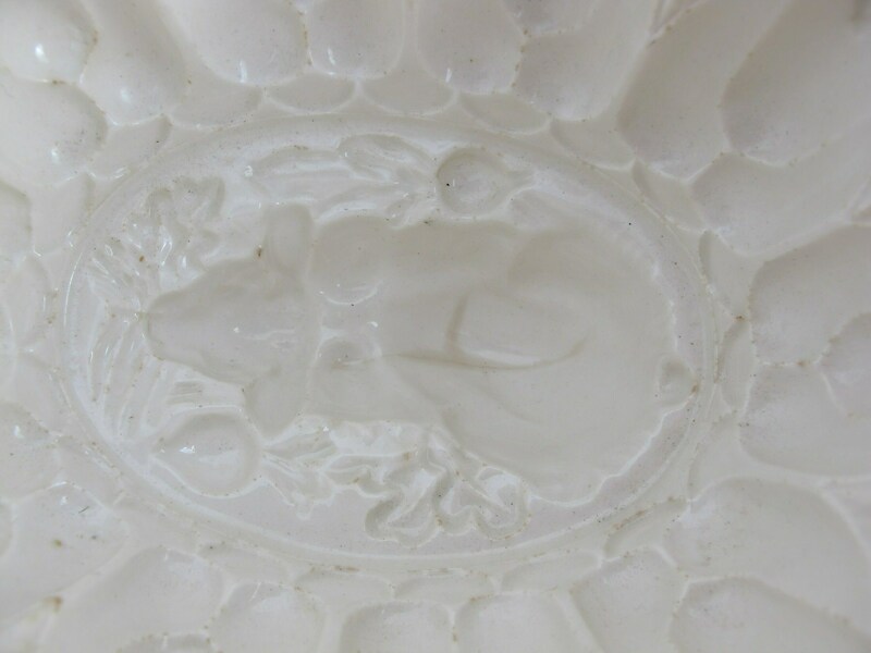 Antique Ceramic Victorian Rabbit Jelly Mould By William Brownfield. Pattern Number 19 Rabbit Eating Carrots . Dates From Around 1860 photo for sale