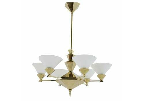 1930s Large Brass Chandelier By Anyz , Czechoslovakia