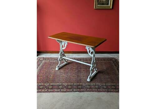 Antique 19th Century Cast Iron Pub Table With Solid Oak Top C.1890