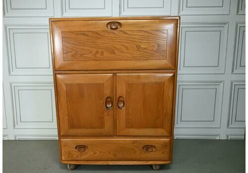 Blonde Ercol Model 469 Light Elm Windsor Bureau Desk