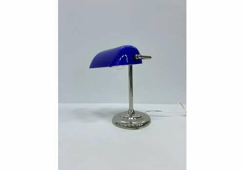 Vintage Ikea Bankers Notary Lamp, Early 2000s Desk Lamp, Blue Glass Design, Classic Home Office Interior Gift, Used Condition