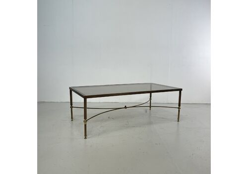Large Midcentury Brass And Smoked Glass Coffee Table