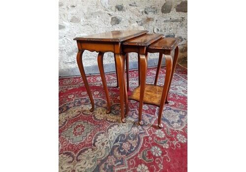 Beautiful Vintage Bur Walnut Nest Of Tables By Maple & Co