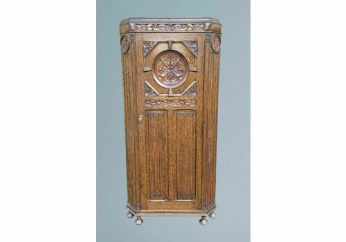 Antique Carved Oak Hall Wardrobe