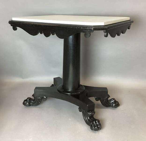 Unusual George IV Ebonised Marble Top Centre Table