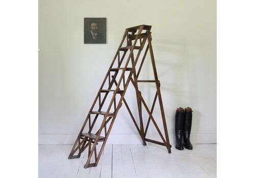 Antique Hatherley Wooden Library Steps