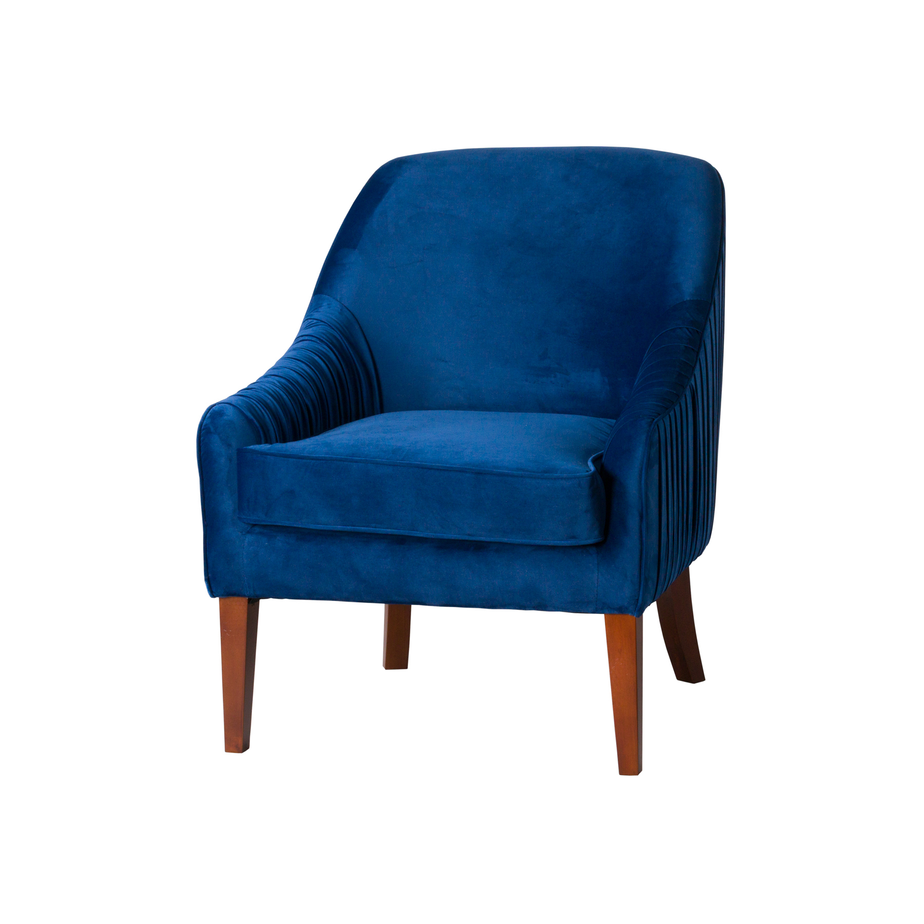French Blue Velvet Accent Occasional Chair, Armchair Vinterior