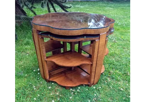 Quality Art Deco Walnut Cloud Table Nest   Delivery Available