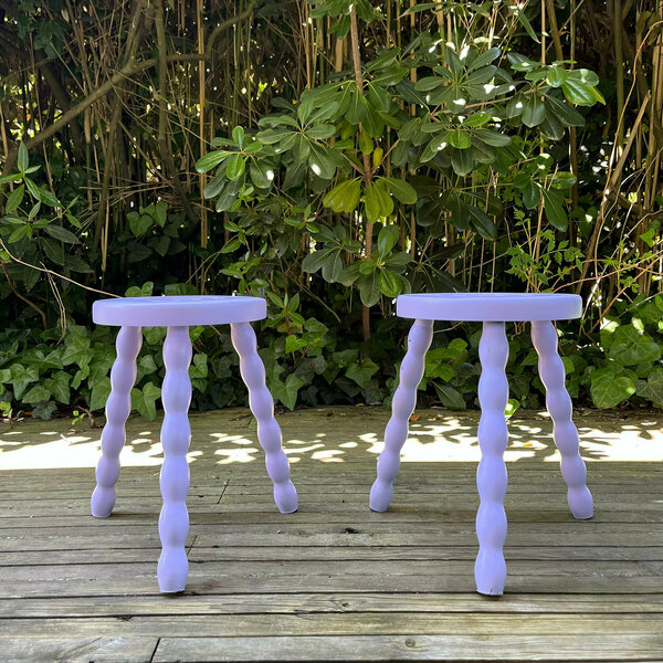 Pair Of Purple Twisted Stools Or Tables