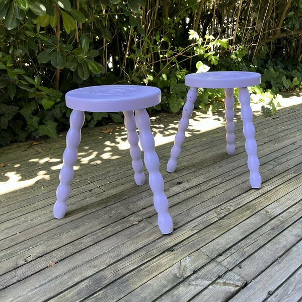 Pair Of Purple Twisted Stools Or Tables photo for sale