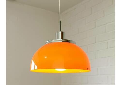 Meblo Faro / Harvey Guzzini / Vintage Pendant Light / Yugoslavia 70's / Space Age / Orange Ceiling Light / Mid Century Modern / Hanging Lamp