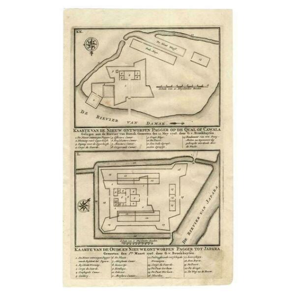 Antique Map Of The Fortifications Of Demak And Jepara By Valentijn, 1726