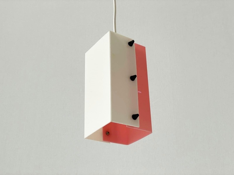 Pink White Rectangular Plexiglass Pendant Lamp, Germany, 1950s, 2 Available