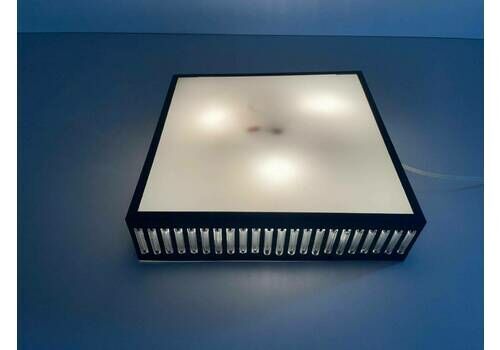 Square Design Flush Mount Ceiling Lamp With Glass Pieces, Germany, 60s