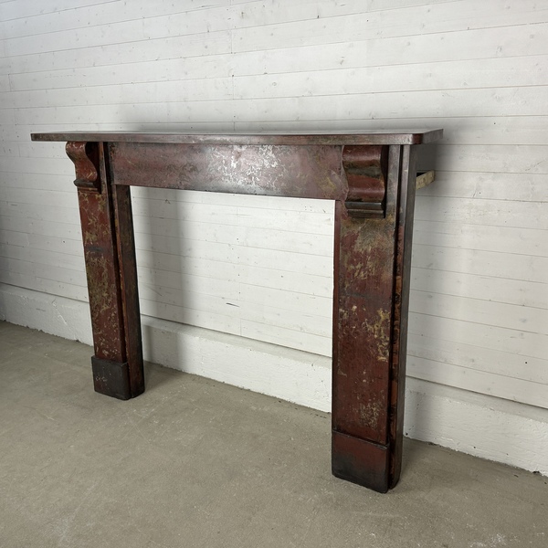 Simple Edwardian Slate Fire Surround With Red Marbleised Finish photo furniture