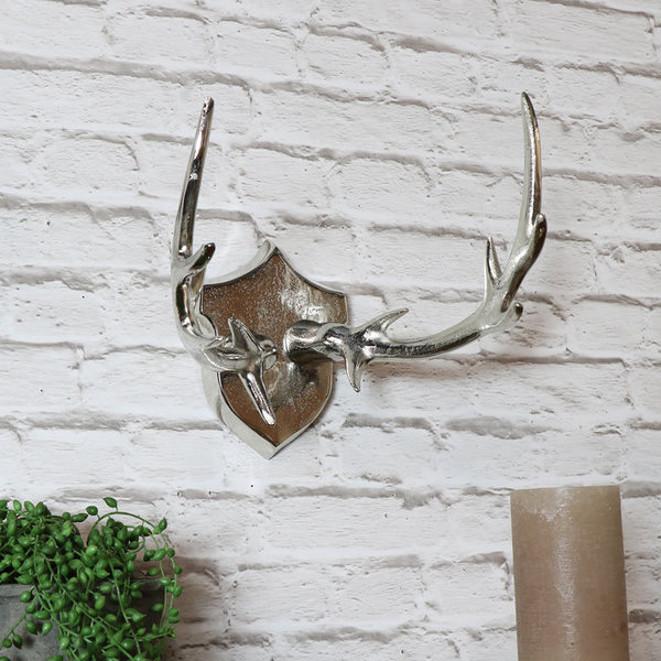 Wall Mounted Silver Stag Antler Decor Windsor Browne Vinterior