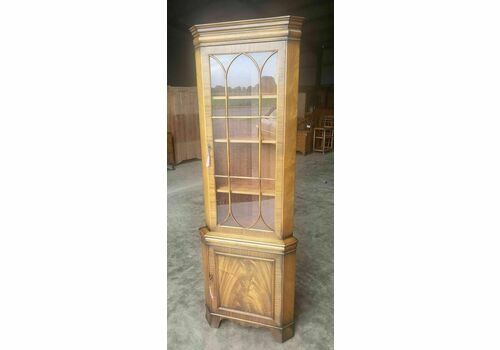 Charles Barr Light Wood Free Standing Glazed Corner Cabinet Shelves