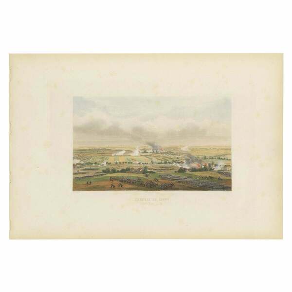 Antique Print Of The Battle Of Ligny 'Circa 1860'