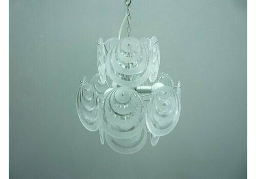 Mid Century Italian Acrylic Glass And Chrome Pendant Lamp, 1960s