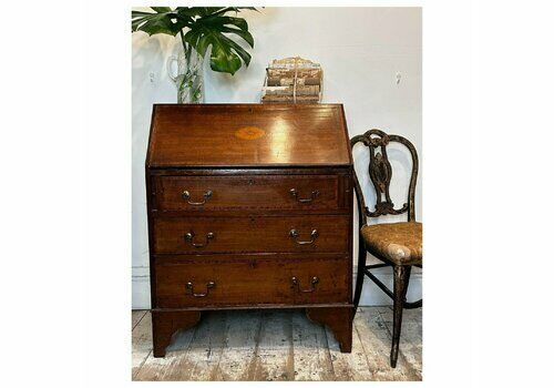 Classic Antique English Bureau W/ Brass Drop Handles