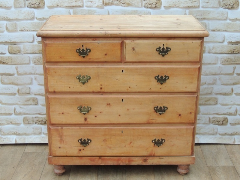 Antique Large Chest Of Drawers With Brass Handles Vinterior