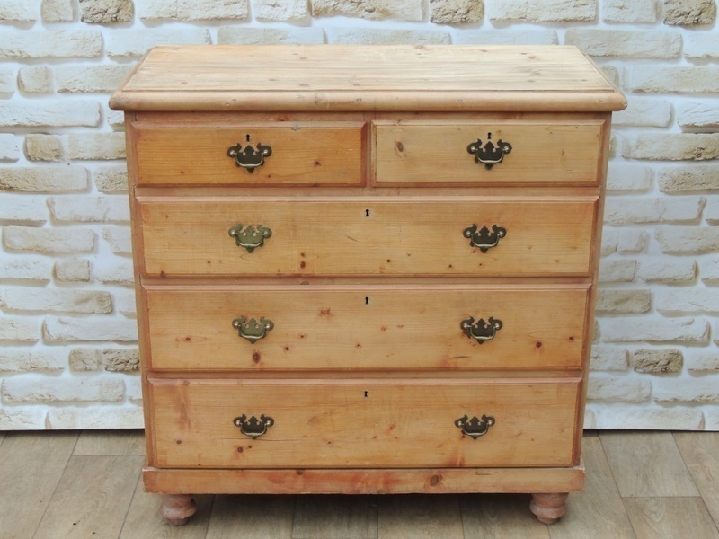 Antique Large Chest Of Drawers With Brass Handles Vinterior