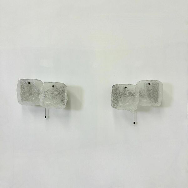 Modernist Frosted Ice Glass Wall Lamp Attributed To J. T. Kalmar For Kalmar, 1960s