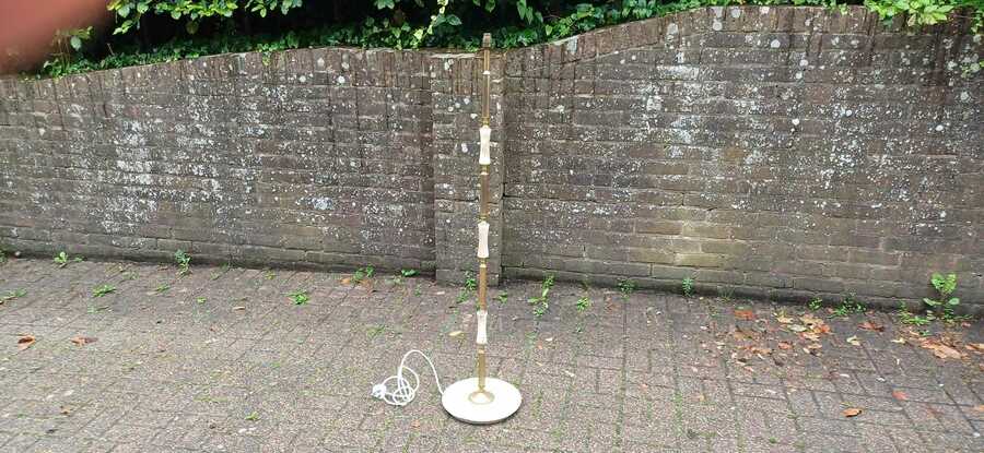 Kitsch Vintage 60s Or 70s Retro Marble And Brass Standard Lamp Working.