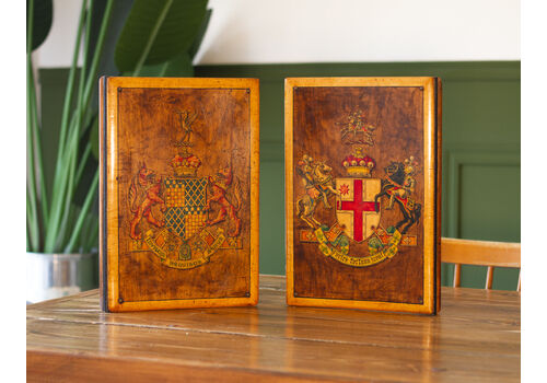 Pair Of Hand Painted Wooden Folio Covers
