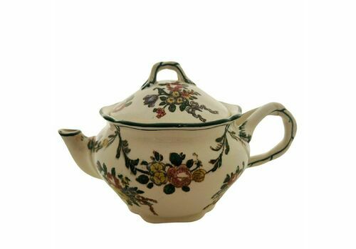 Antique Royal Doulton D2772 Tea Pot Green Trim Floral Flowers 3 Cup Capacity Old