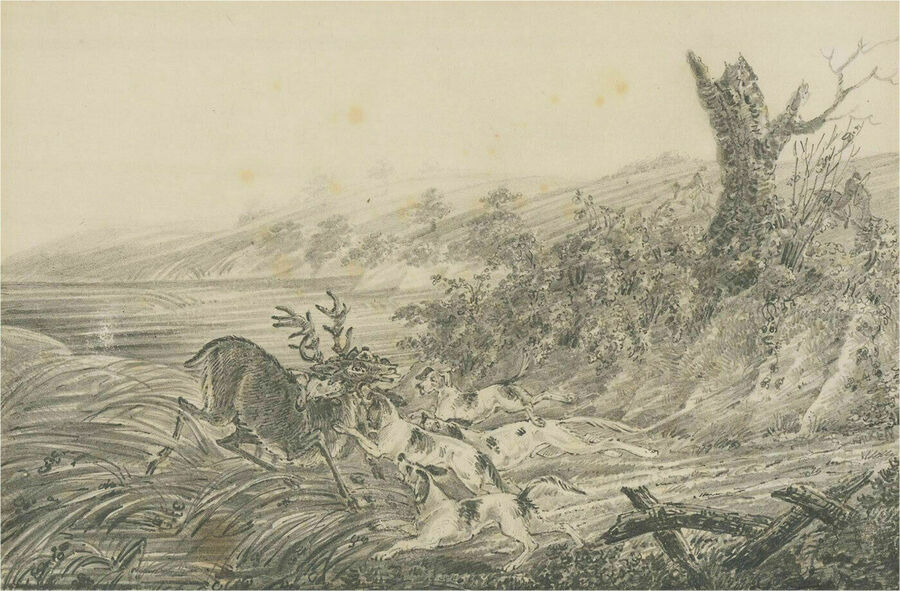 Manner Of Henry Alken 1785 1851   A Pair Of Graphite Drawing, The Chase