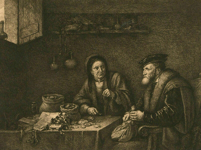 Signed And Dated Late 19th Century Etching   The Exchange