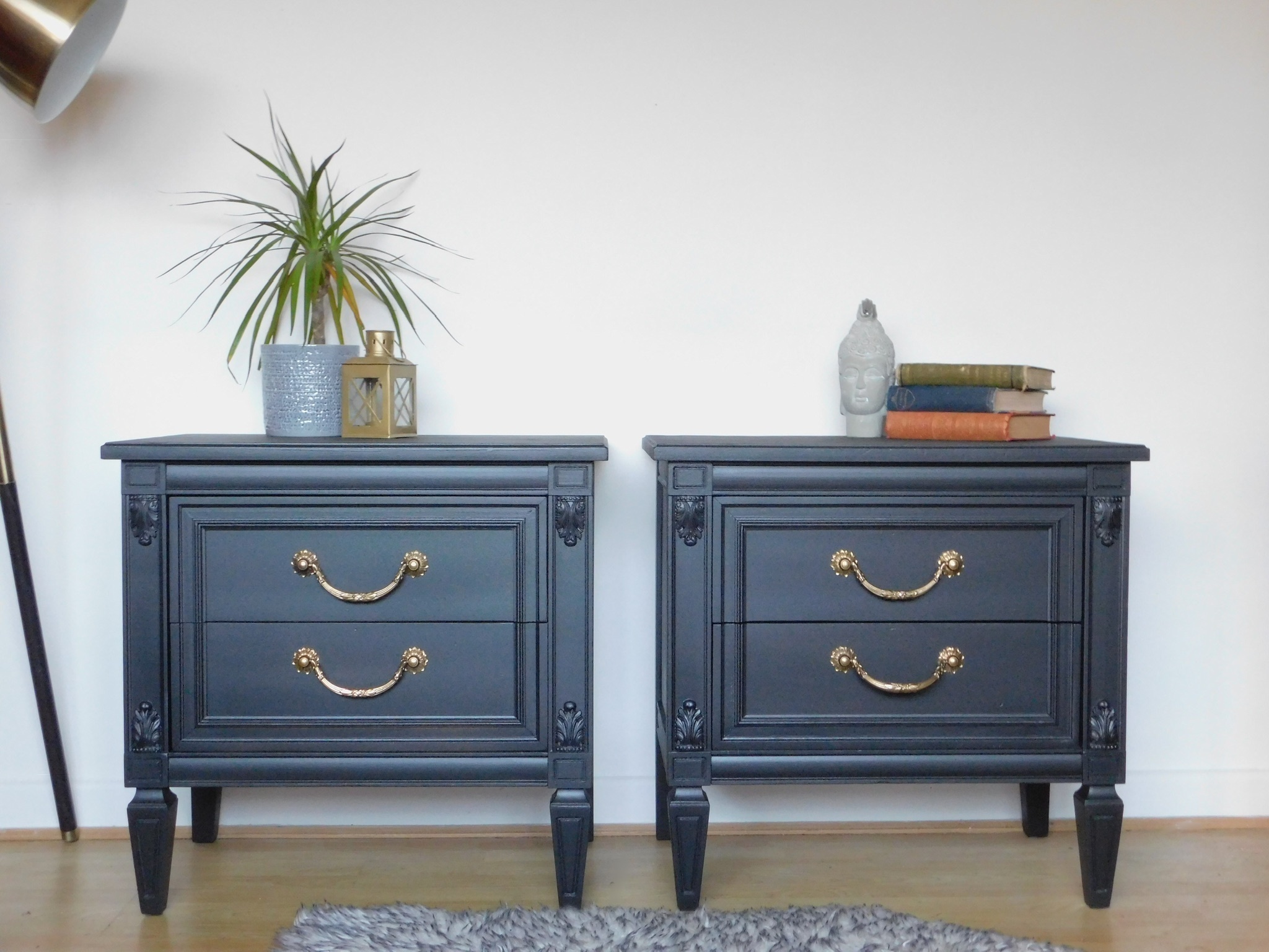 Professionally Painted Large Black Bedside Tables Made By Romweber