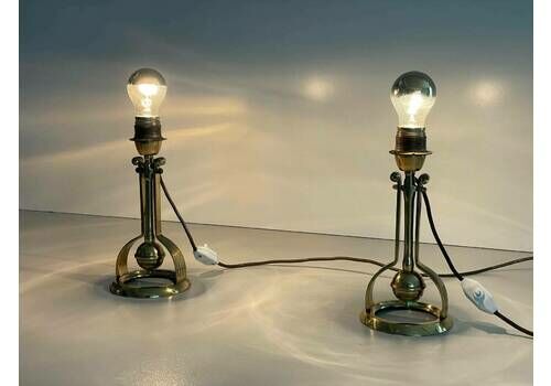 Atomic Design Heavy Brass Pair Of Ship Table Or Wall Lamps, 1960s, Germany