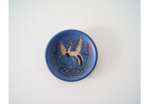 Ruscha Ceramic Wall Plate Blue Purple Cranes, Wall Ceramic Mid Century, Picture Ceramic 1950s, Collection Plate