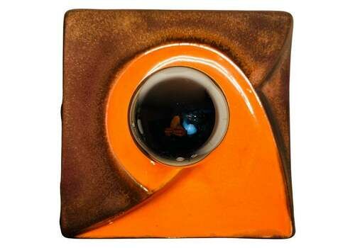 1970s German Ceramic Glazed Orange & Brown 3 Dimensional Fat Lava Wall Sconces By Goebel 4 Available